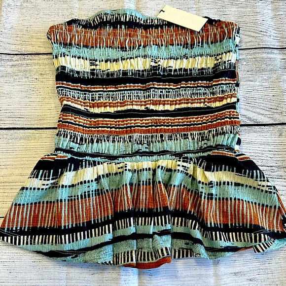 Anthropologie • Porridge Smocked Tube Top • Blue Stripe Sz M • NWT! - Picture 2 of 9